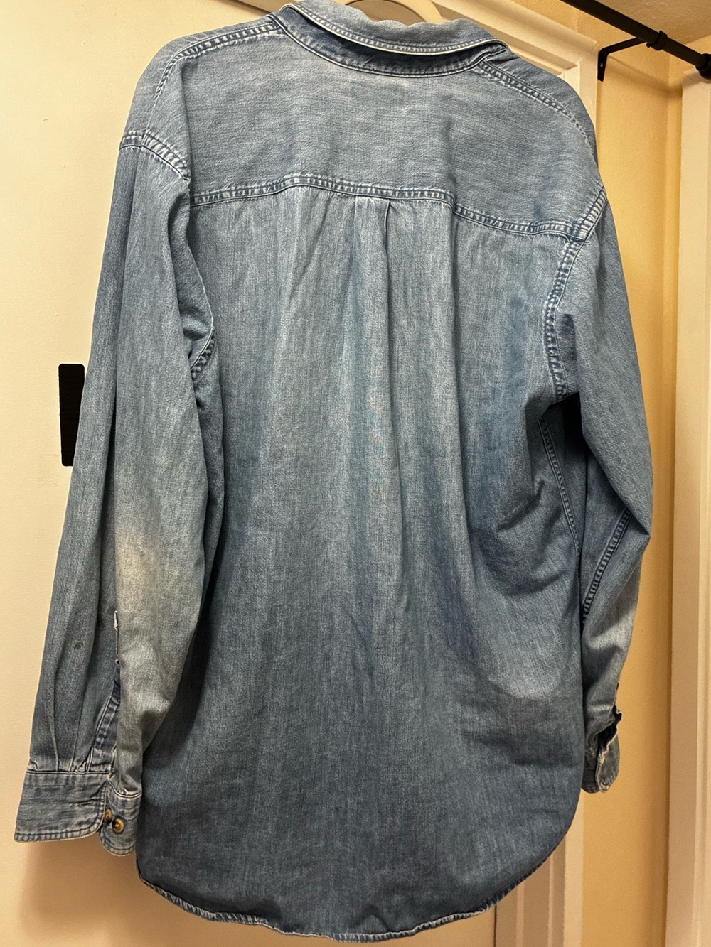 Oversize Lands End Blue Denim Button-up Overshirt - Picture 2 of 11